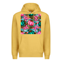 Antique Gold breast cancer awareness with pumpkins seamless pattern Premium Hoodie - BundleAndBundleShop