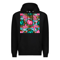 Black breast cancer awareness with pumpkins seamless pattern Premium Hoodie - BundleAndBundleShop