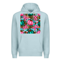 Blue Mist breast cancer awareness with pumpkins seamless pattern Premium Hoodie - BundleAndBundleShop