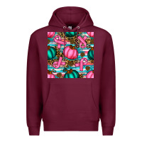 Burgundy breast cancer awareness with pumpkins seamless pattern Premium Hoodie - BundleAndBundleShop