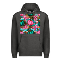 Charcoal Heather breast cancer awareness with pumpkins seamless pattern Premium Hoodie - BundleAndBundleShop