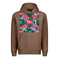 Chestnut breast cancer awareness with pumpkins seamless pattern Premium Hoodie - BundleAndBundleShop