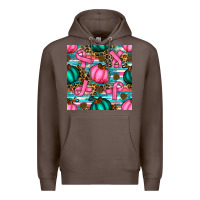 Coffee breast cancer awareness with pumpkins seamless pattern Premium Hoodie - BundleAndBundleShop