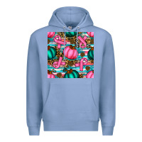 Colony Blue breast cancer awareness with pumpkins seamless pattern Premium Hoodie - BundleAndBundleShop