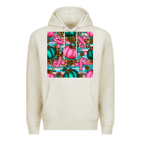 Oatmeal Heather breast cancer awareness with pumpkins seamless pattern Premium Hoodie - BundleAndBundleShop