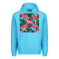Ocean Blue breast cancer awareness with pumpkins seamless pattern Premium Hoodie - BundleAndBundleShop