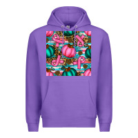 Purple breast cancer awareness with pumpkins seamless pattern Premium Hoodie - BundleAndBundleShop