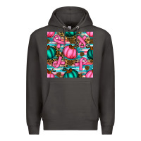 Smoke breast cancer awareness with pumpkins seamless pattern Premium Hoodie - BundleAndBundleShop