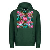 Sports Green breast cancer awareness with pumpkins seamless pattern Premium Hoodie - BundleAndBundleShop
