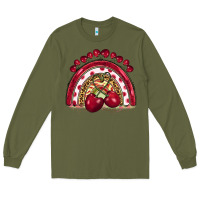 Army Green cherry rainbow Long Sleeve Tee - BarkalooDesign