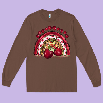 Cherry Rainbow Long Sleeve Tee Designed By Barkaloodesign