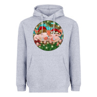 Heather Grey Christmas Pigs Heavyweight Hoodie - RanaPortraitStore