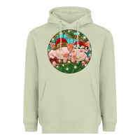 Matcha Christmas Pigs Heavyweight Hoodie - RanaPortraitStore