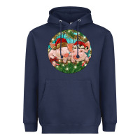 Navy Christmas Pigs Heavyweight Hoodie - RanaPortraitStore