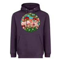 Plum Christmas Pigs Heavyweight Hoodie - RanaPortraitStore