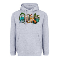 Heather Grey camping coffee cups Heavyweight Hoodie - texasbilliewilder