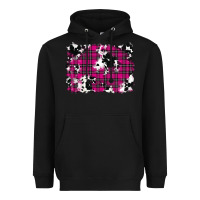 Black Pink Christmas Plaid Cowhide Pattern Background Heavyweight Hoodie - RanaPortraitStore