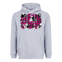 Heather Grey Pink Christmas Plaid Cowhide Pattern Background Heavyweight Hoodie - RanaPortraitStore