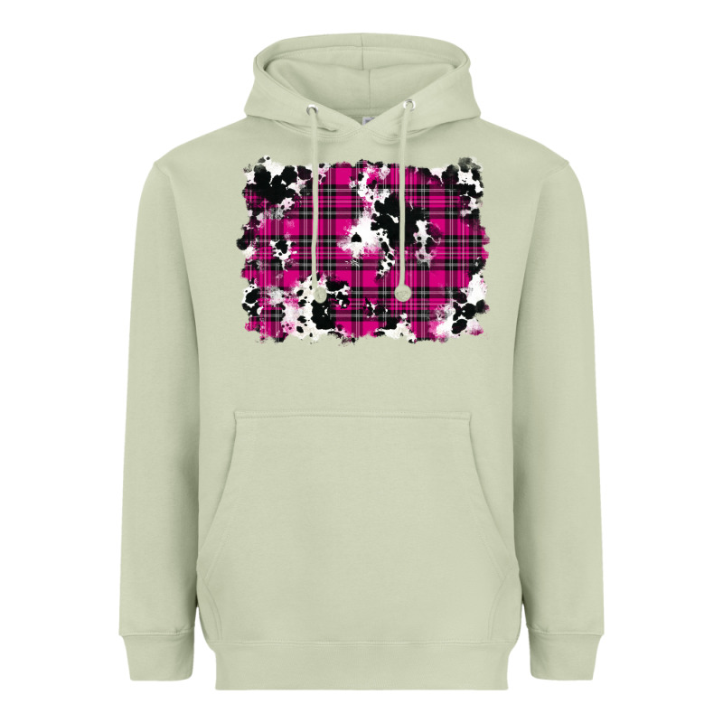 Pink Christmas Plaid Cowhide Pattern Background Heavyweight Hoodie by RanaPortraitStore | Teevron