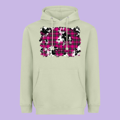 Heavyweight Hoodie Pink Christmas Plaid Cowhide Pattern Background