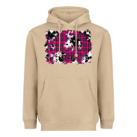 Mushroom Pink Christmas Plaid Cowhide Pattern Background Heavyweight Hoodie - RanaPortraitStore
