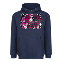 Navy Pink Christmas Plaid Cowhide Pattern Background Heavyweight Hoodie - RanaPortraitStore