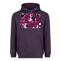 Plum Pink Christmas Plaid Cowhide Pattern Background Heavyweight Hoodie - RanaPortraitStore