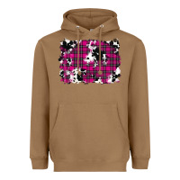 Toasted Coconut Pink Christmas Plaid Cowhide Pattern Background Heavyweight Hoodie - RanaPortraitStore