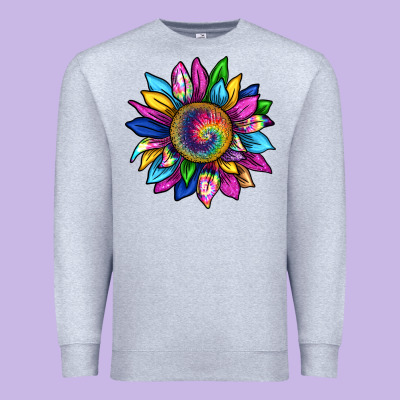 Tie Dye Sunflower Premium Sweatshirt Designed By Texasbilliewilder