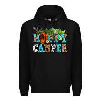 Black happy camper with trees and map Premium Hoodie - AdoDesignShop