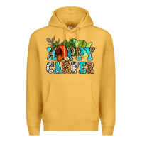 Mustard happy camper with trees and map Premium Hoodie - AdoDesignShop