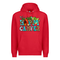Red happy camper with trees and map Premium Hoodie - AdoDesignShop
