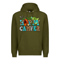 Army Green happy camper with trees and map Premium Hoodie - AdoDesignShop