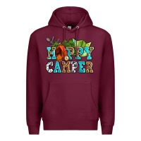 Burgundy happy camper with trees and map Premium Hoodie - AdoDesignShop