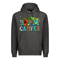 Charcoal Heather happy camper with trees and map Premium Hoodie - AdoDesignShop