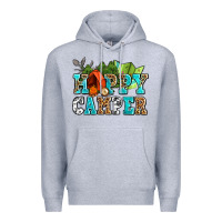 Heather Grey happy camper with trees and map Premium Hoodie - AdoDesignShop