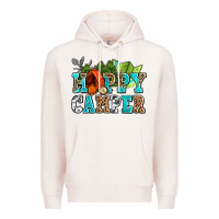 Pale Pink happy camper with trees and map Premium Hoodie - AdoDesignShop