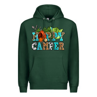 Sports Green happy camper with trees and map Premium Hoodie - AdoDesignShop