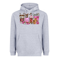 Heather Grey cat coffee cups Heavyweight Hoodie - texasbilliewilder