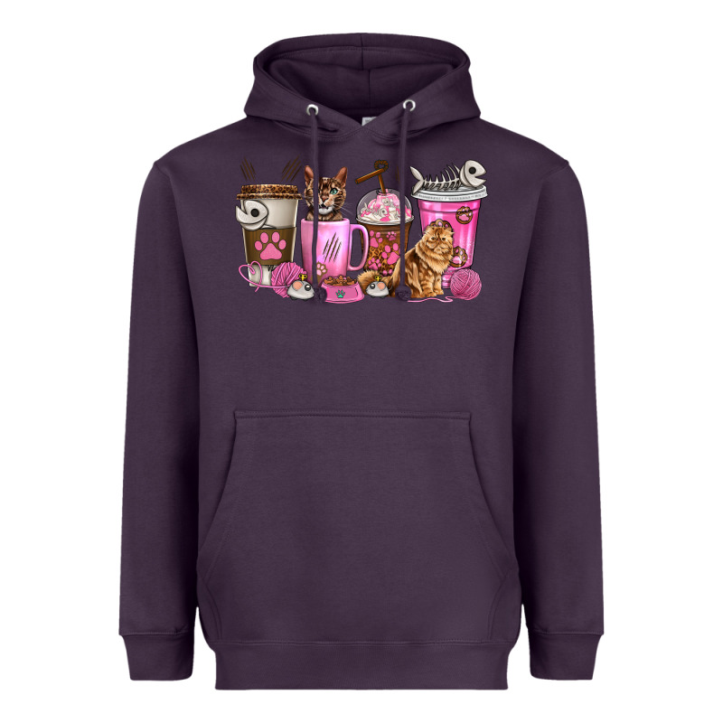 Cat Coffee Cups Heavyweight Hoodie by texasbilliewilder | Teevron