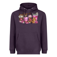 Plum cat coffee cups Heavyweight Hoodie - texasbilliewilder
