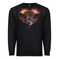 Black leopard heart highland calf Premium Sweatshirt - RanaPortraitStore