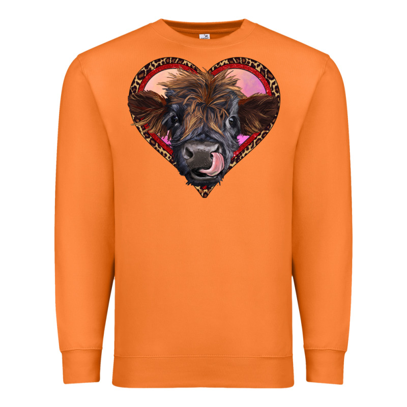 Leopard Heart Highland Calf Premium Sweatshirt by RanaPortraitStore | Teevron