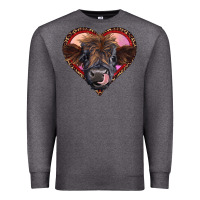 Charcoal Heather leopard heart highland calf Premium Sweatshirt - RanaPortraitStore