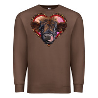 Chestnut leopard heart highland calf Premium Sweatshirt - RanaPortraitStore
