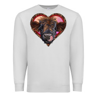 Dove Grey leopard heart highland calf Premium Sweatshirt - RanaPortraitStore