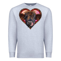 Heather Grey leopard heart highland calf Premium Sweatshirt - RanaPortraitStore