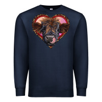 Navy leopard heart highland calf Premium Sweatshirt - RanaPortraitStore