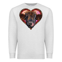 Oatmeal Heather leopard heart highland calf Premium Sweatshirt - RanaPortraitStore