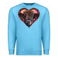 Ocean Blue leopard heart highland calf Premium Sweatshirt - RanaPortraitStore